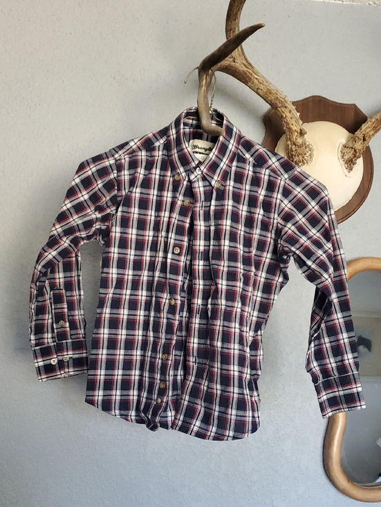 Wrangler Other - Wrangler RIATA Navy Red White Plaid Button-Front Shirt. Size 6-8